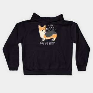 Red-Headed Tricolor Corgi Moody Foody Kids Hoodie